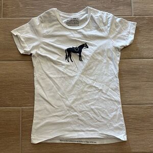 Gray & Bay Horse Co. white Tshirt, horse, XS